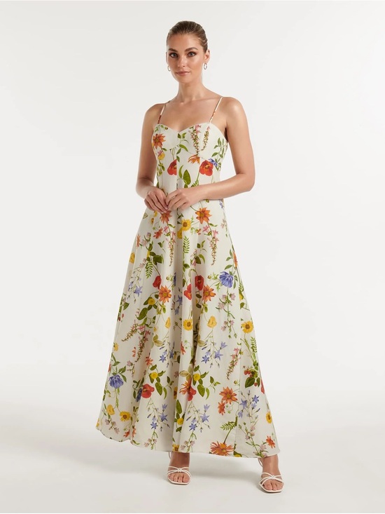 Ever New Dresses & Skirts - EVERNEW Linen-Blend Vayda Strap Midi Sun Dress - Size 2